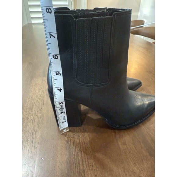 Steve Madden Hutson Leather Ankle Booties Black Pointed Toe Block Heel Women 6 - Picture 13 of 13